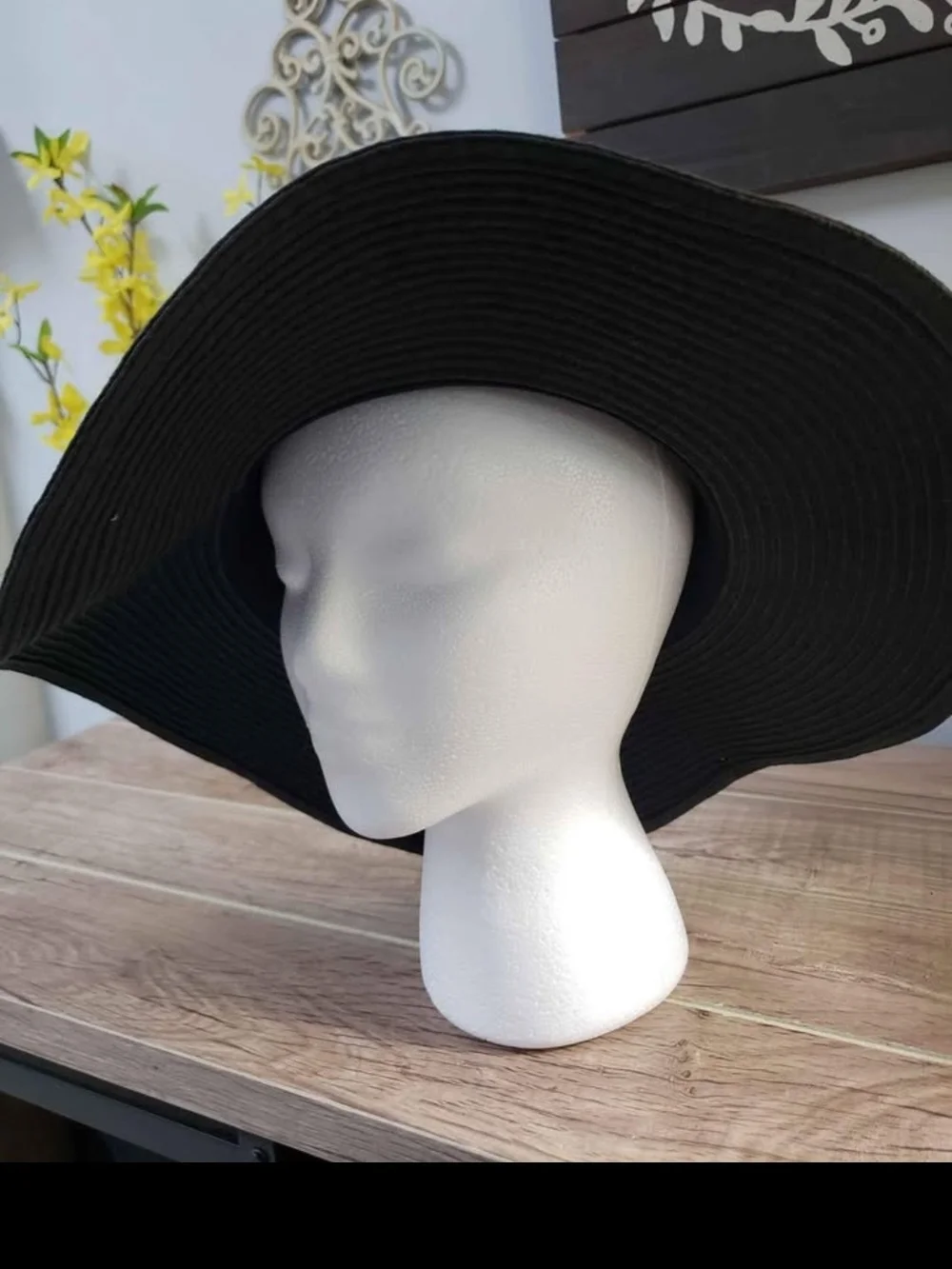 139 New Women's Summer Beach Hat Wide Brim Floppy Foldable for tmTravel Black